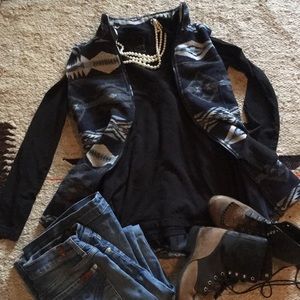 Long sleeved V neck T shirt